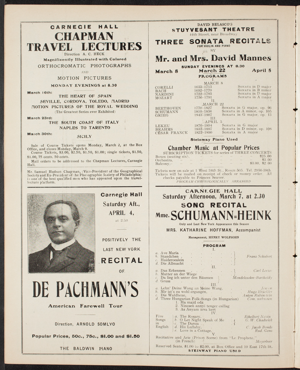 Marcella Sembrich, Soprano, March 3, 1908, program page 10