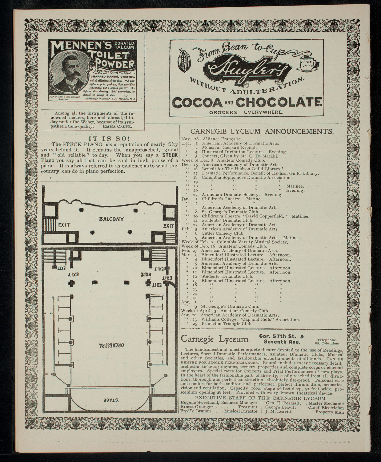 Grand Opera Performance, November 25, 1902, program page 4