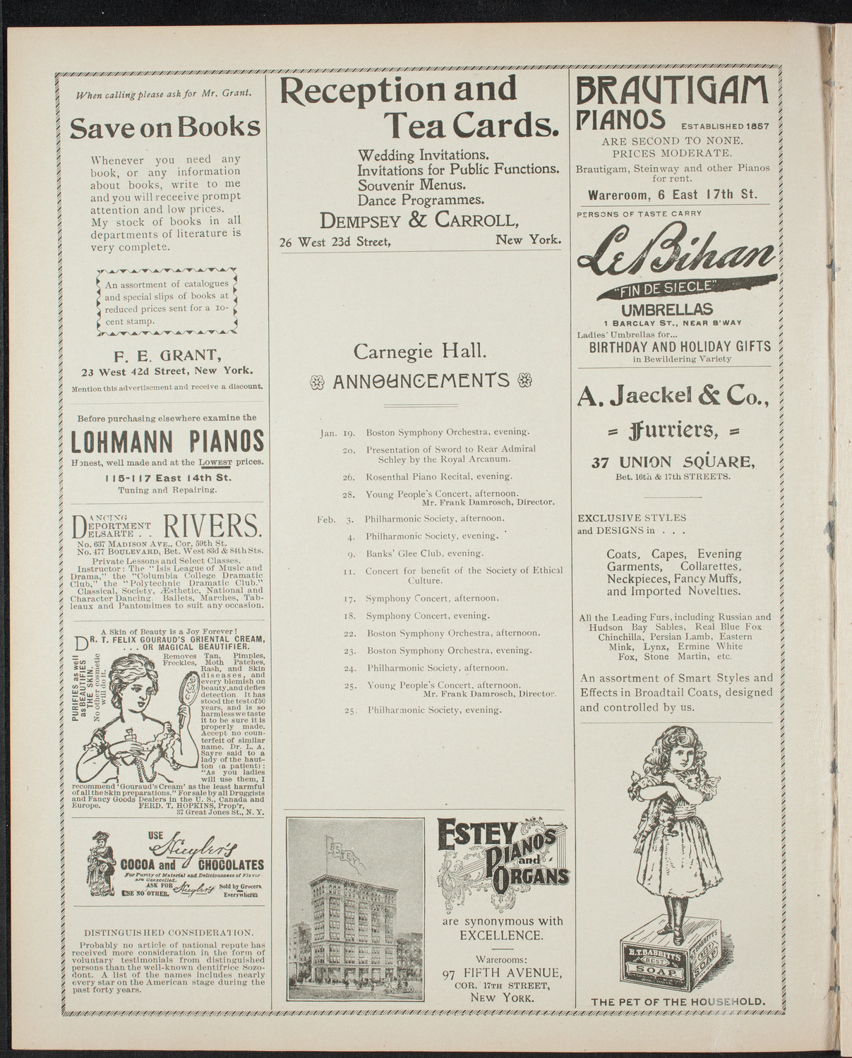 Emil Sauer, Piano, January 18, 1899, program page 2