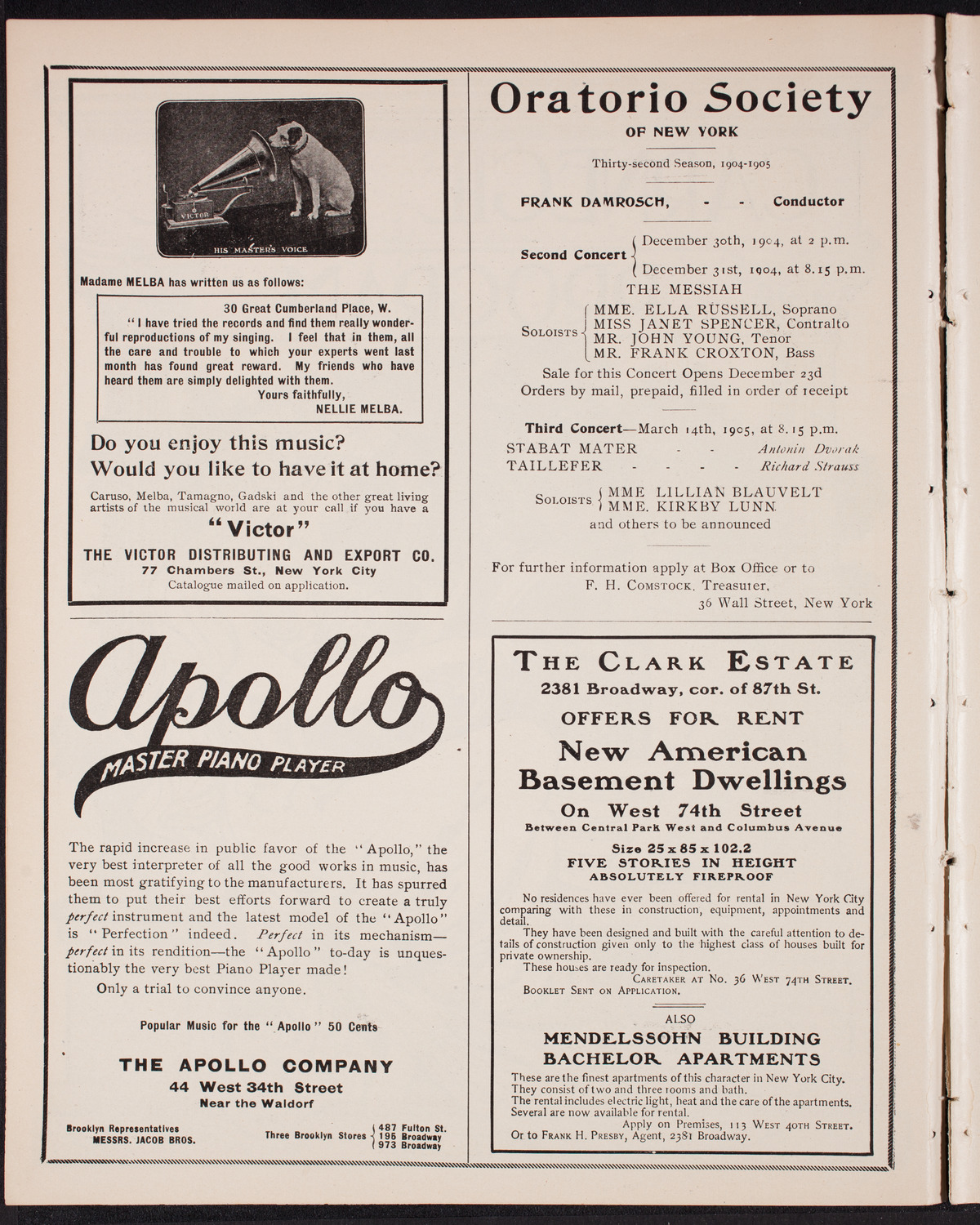 Musical Art Society of New York, December 15, 1904, program page 2