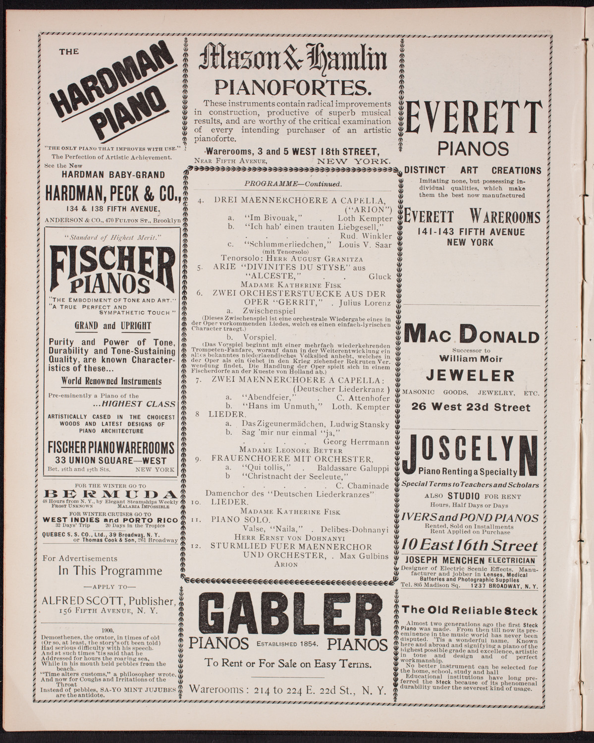 Benefit: German Hospital and Dispensary, December 2, 1900, program page 6