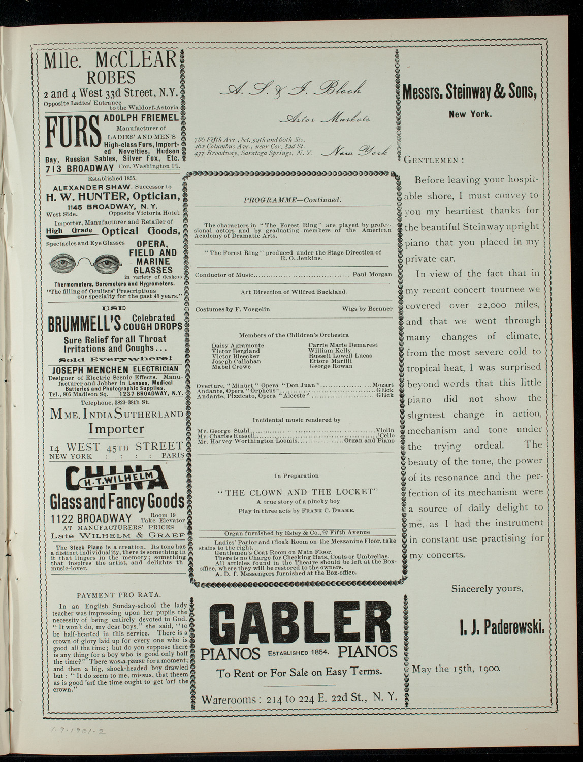 The Children's Theatre, January 9, 1901, program page 3