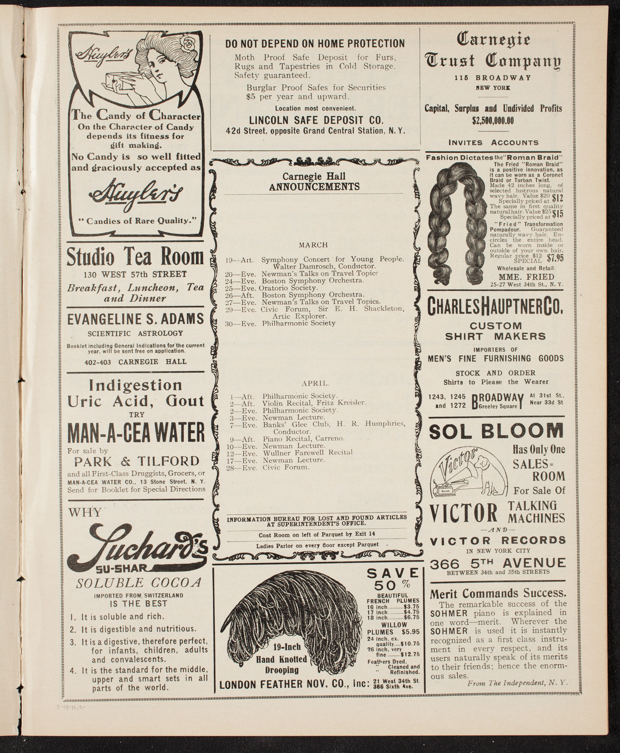 People's Symphony Concert, March 18, 1910, program page 3
