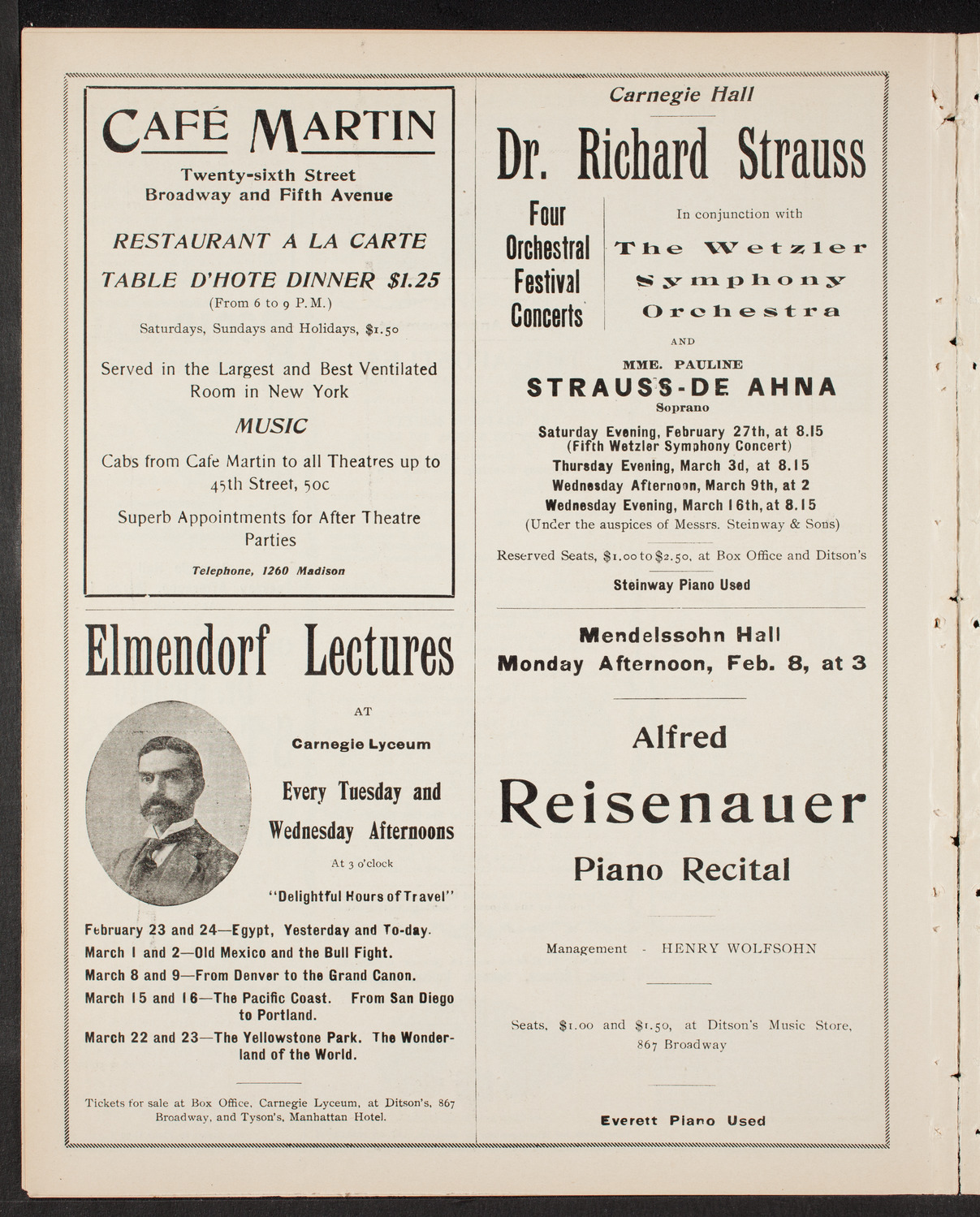 Ernestine Schumann-Heink, Mezzo-Soprano, February 5, 1904, program page 10