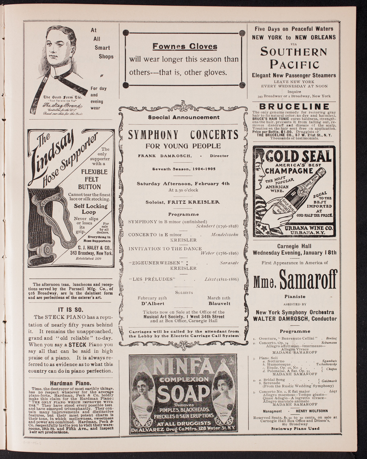 Franz von Vecsey, Violin, January 10, 1905, program page 9