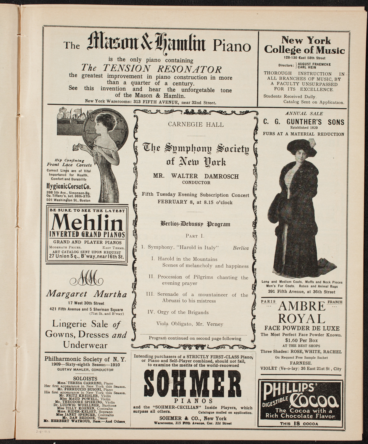 New York Symphony Orchestra, February 8, 1910, program page 5
