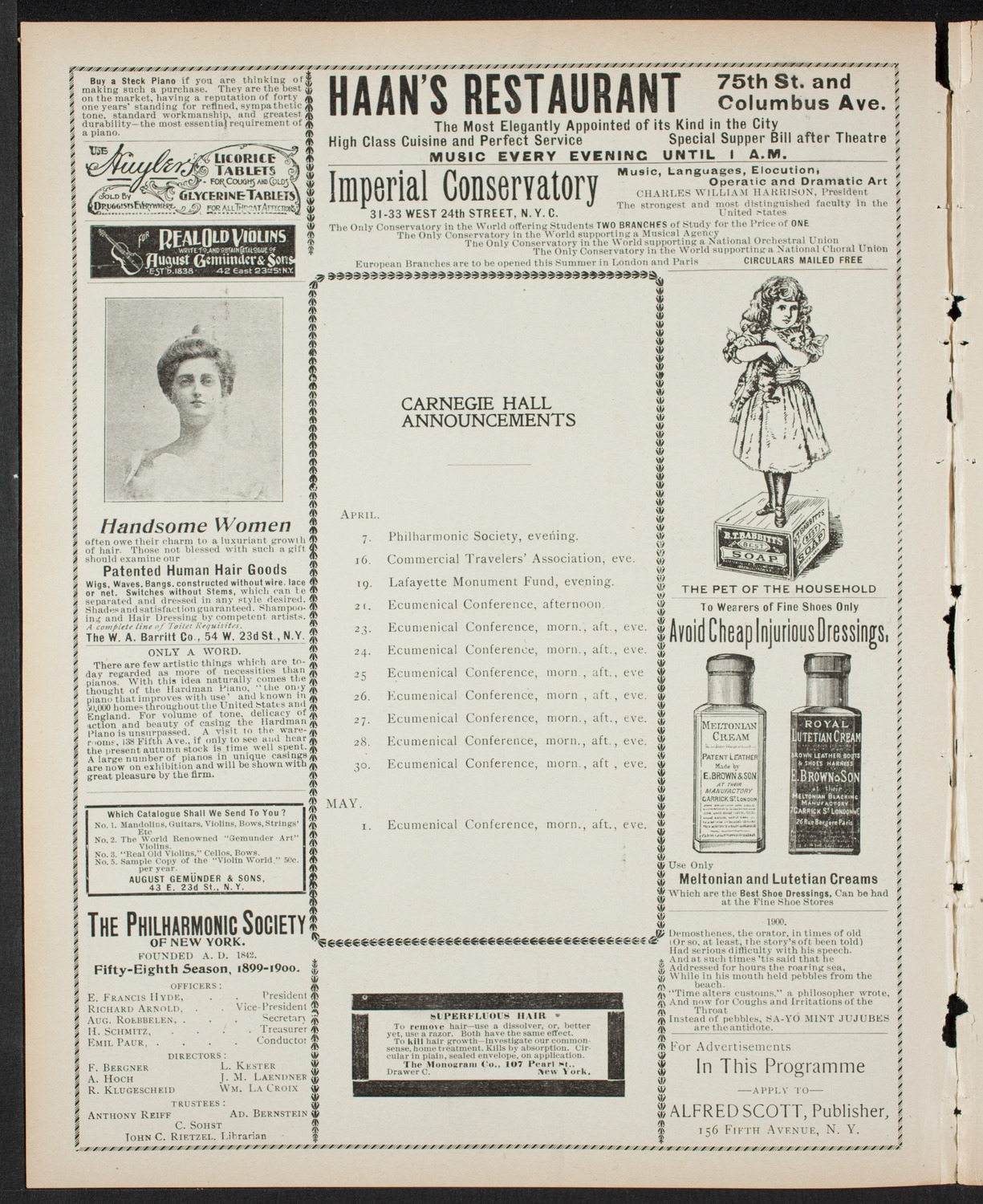 New York Philharmonic, April 6, 1900, program page 2