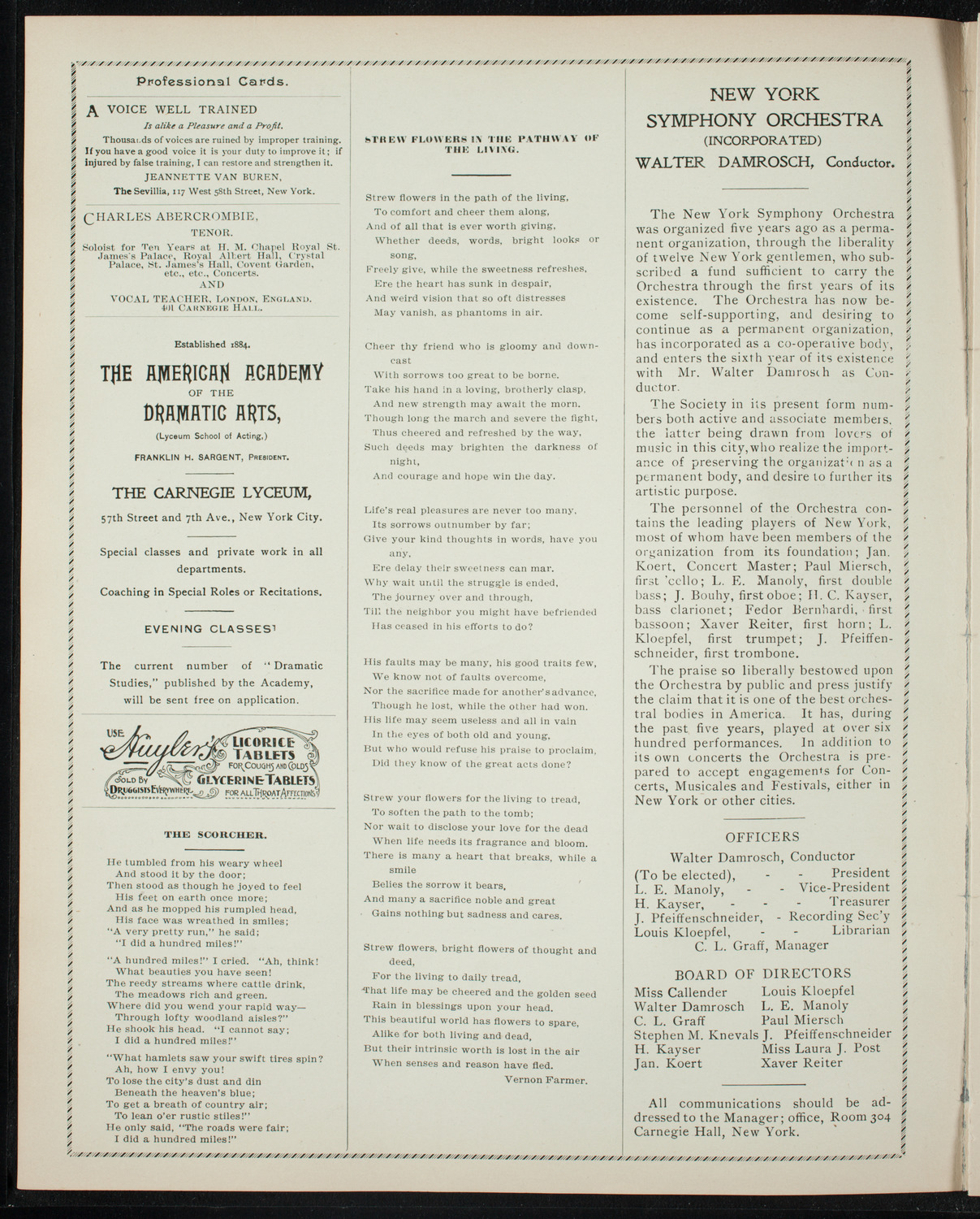 New York Banks' Glee Club, February 23, 1897, program page 2