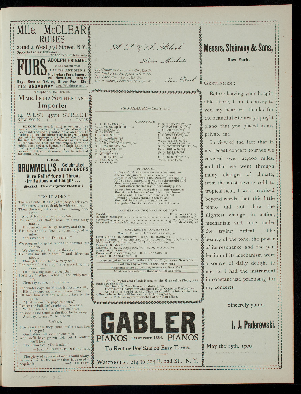 The Princeton University Triangle Club, April 20, 1901, program page 3