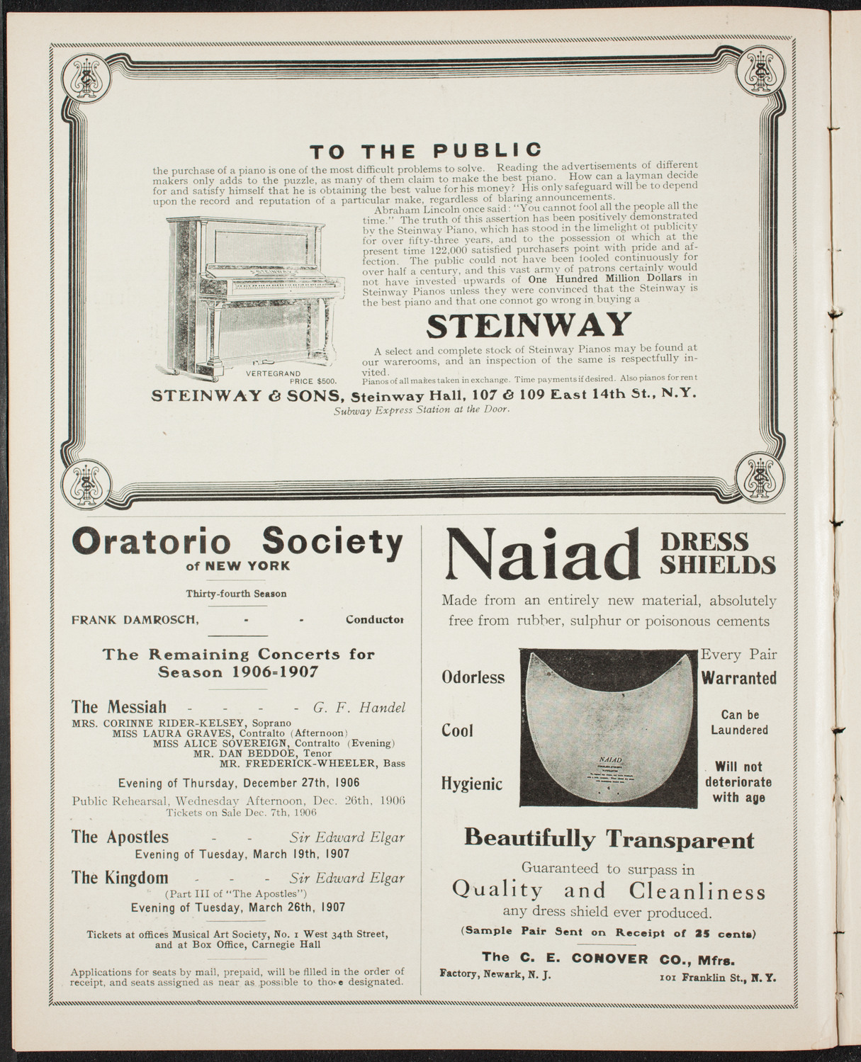 Boston Symphony Orchestra, December 6, 1906, program page 4