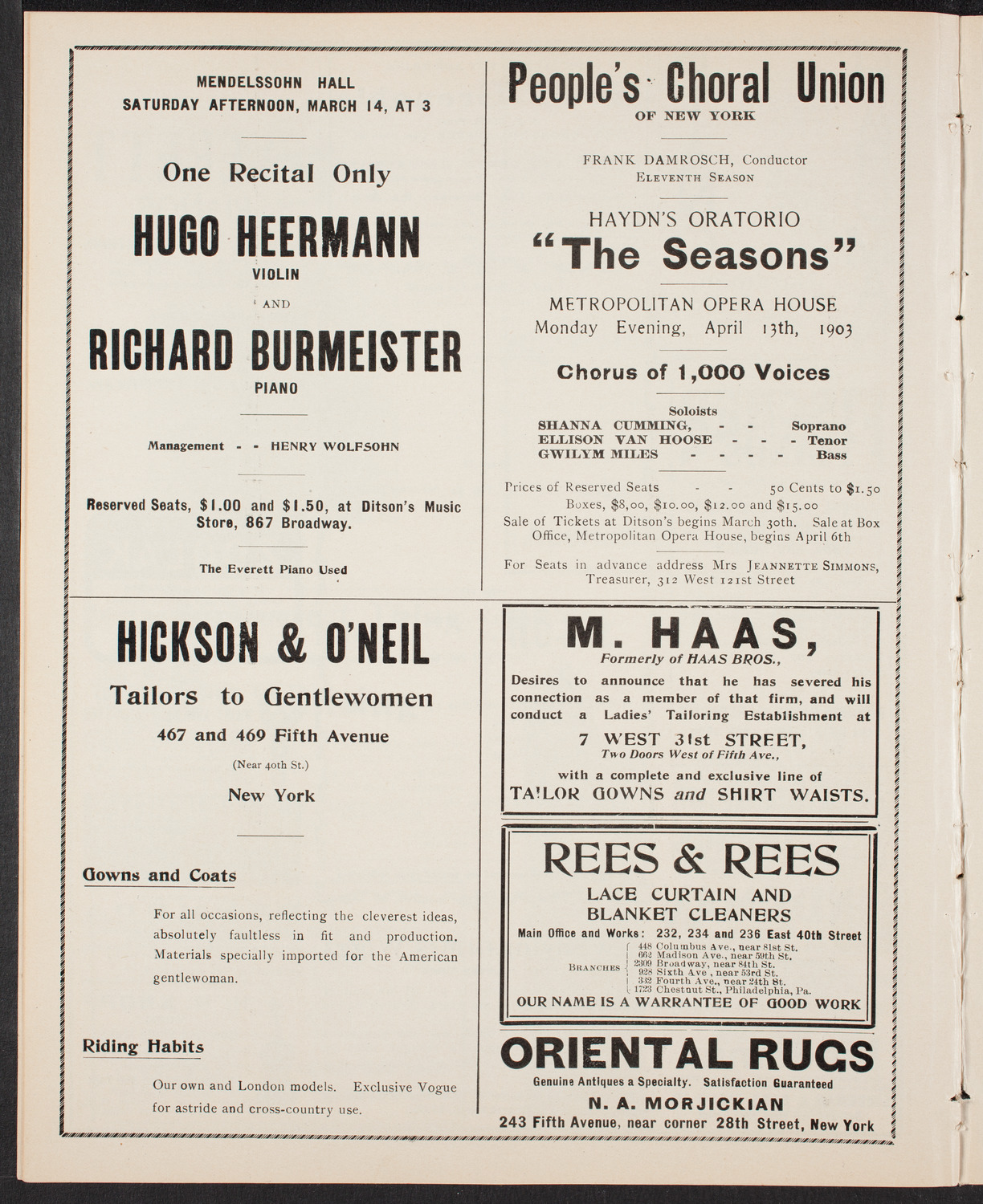 Musical Art Society of New York, March 12, 1903, program page 8