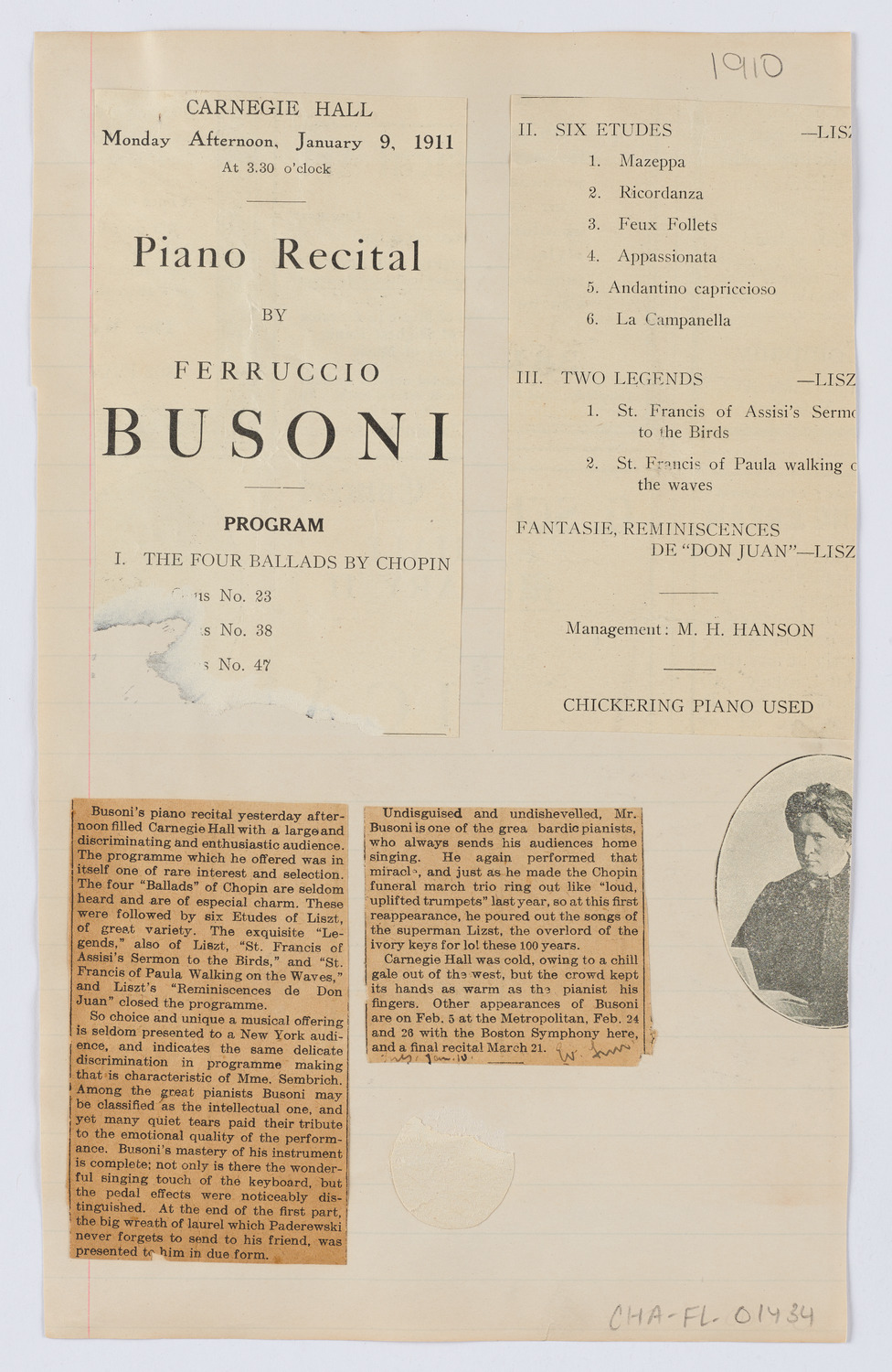 Josef Hofmann, October 29, 1910