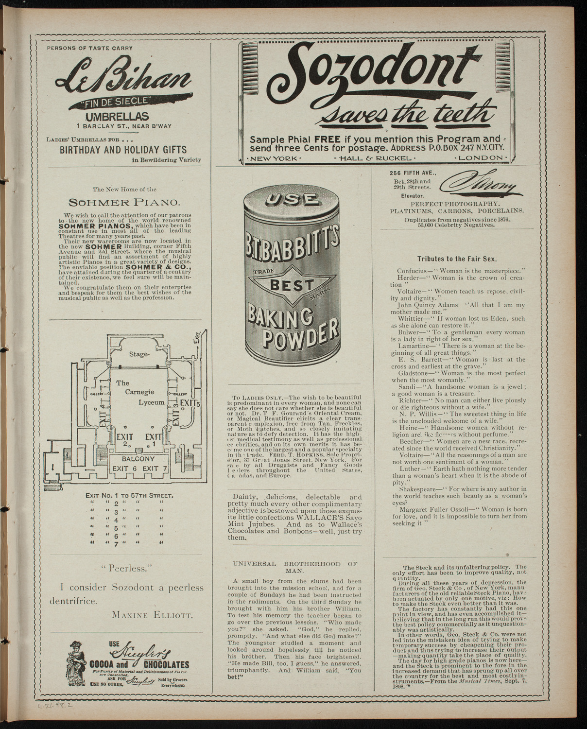 Richard Burmeister, November 21, 1898, program page 3