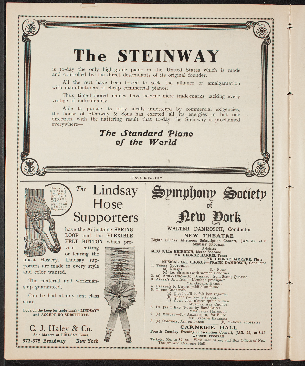 New York Philharmonic, January 16, 1910, program page 4
