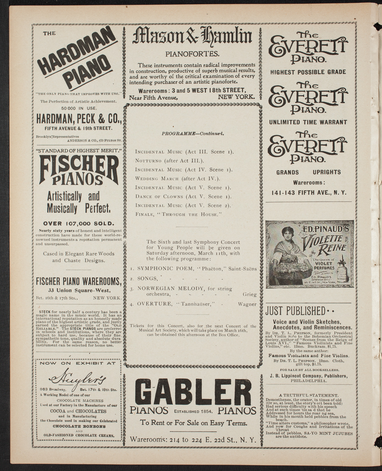 Symphony Concert for Young People, February 25, 1899, program page 6