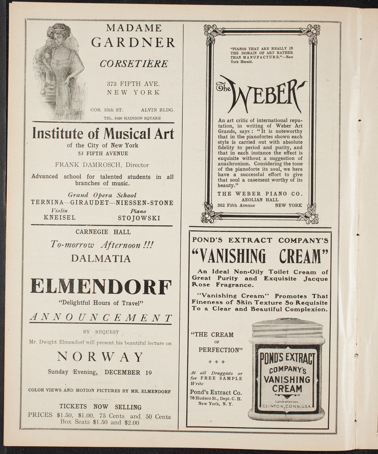 Elmendorf Lecture: At the Gates of the East, December 12, 1909, program page 6