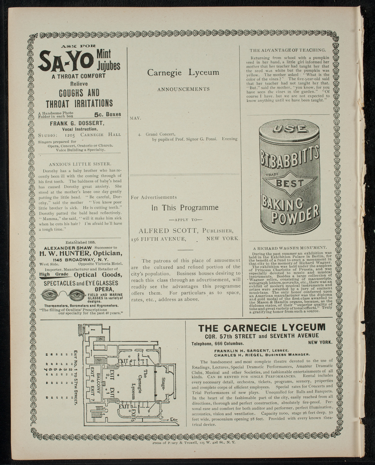 Grand Concert by Pupils of Prof. Signor G. Ponsi, May 4, 1900, program page 4