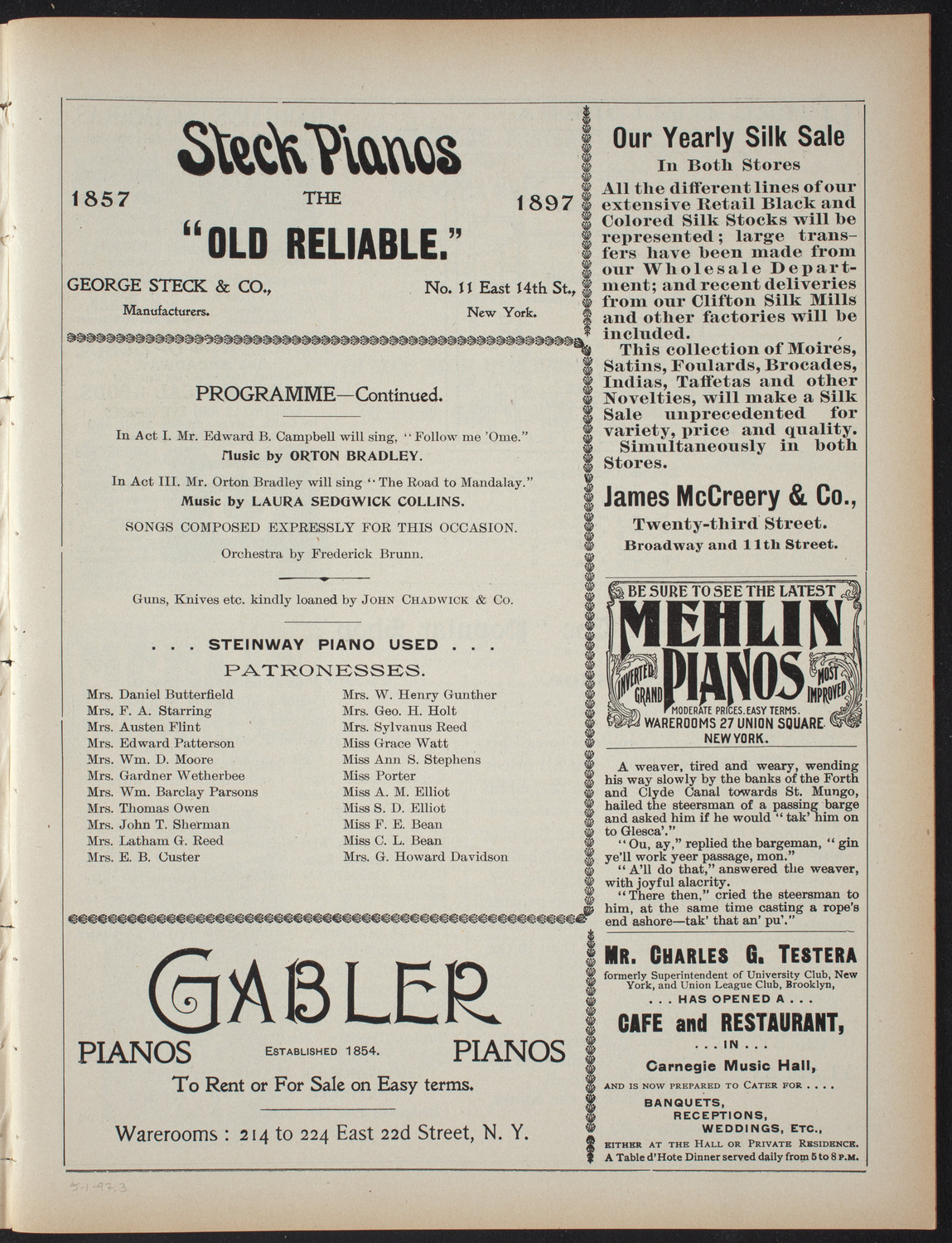 An Evening with Kipling, May 1, 1897, program page 5
