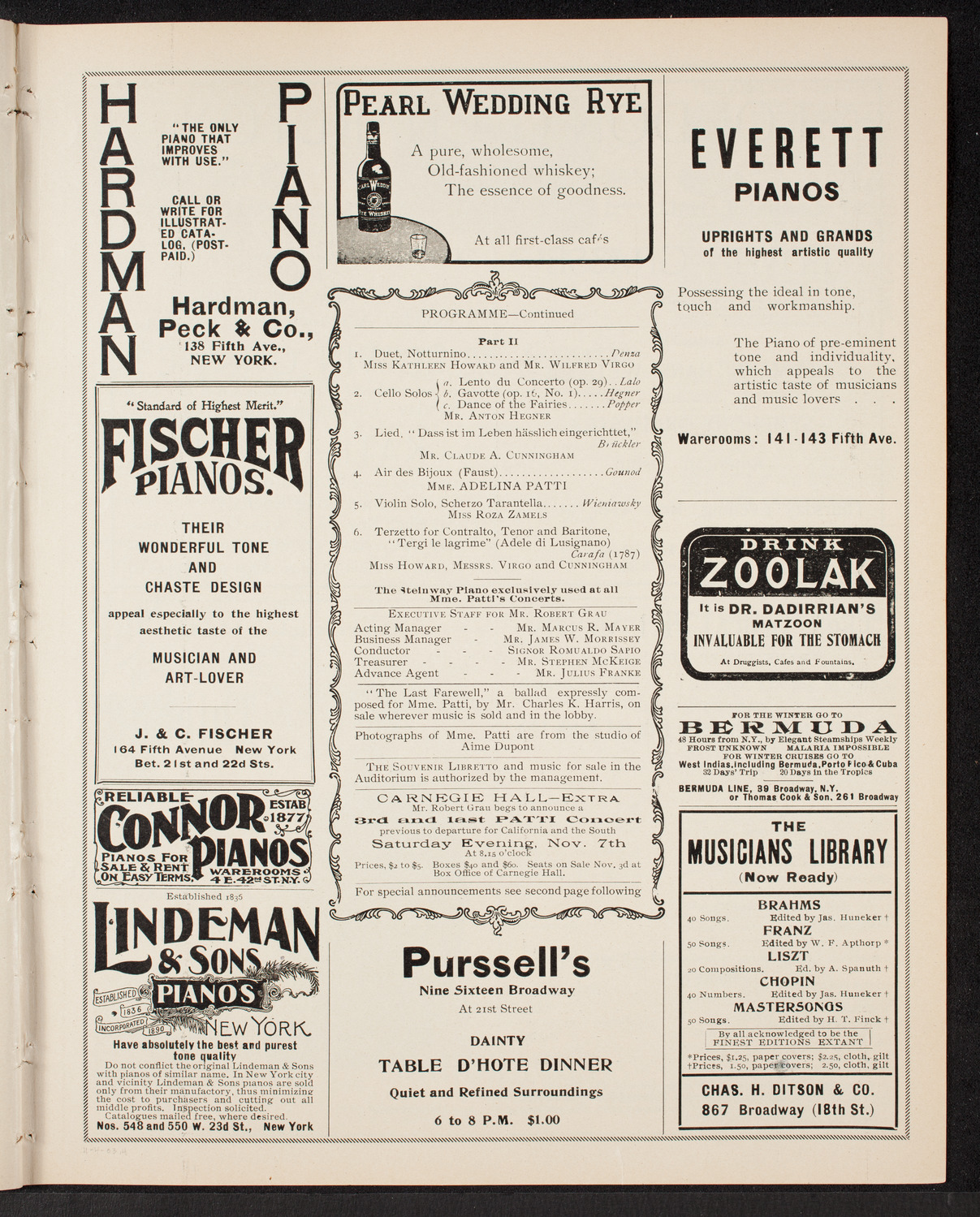 Adelina Patti, November 4, 1903, program page 7