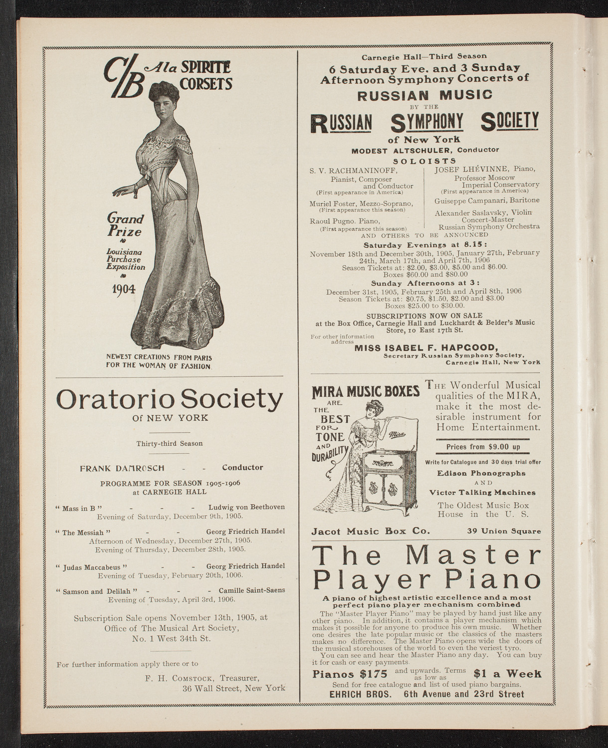Benefit: Masonic Sanatorium for Consumptives, October 29, 1905, program page 8
