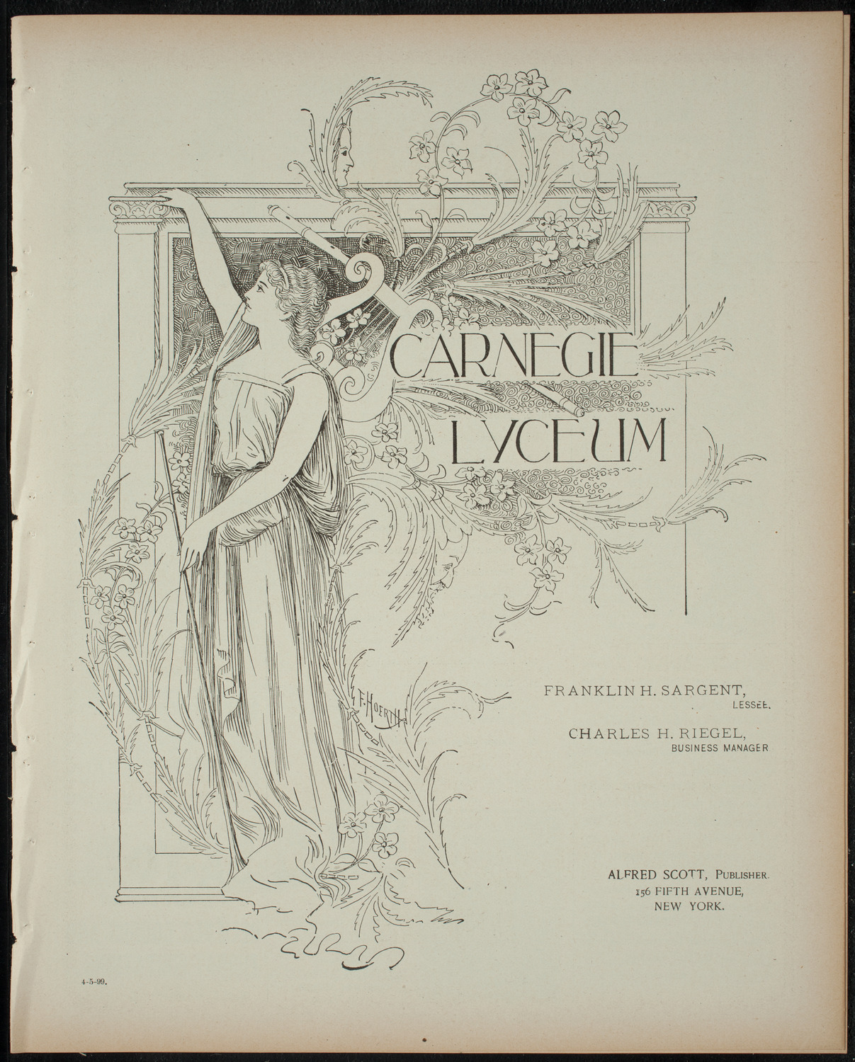 Amateur Comedy Club, April 5, 1899, program page 1