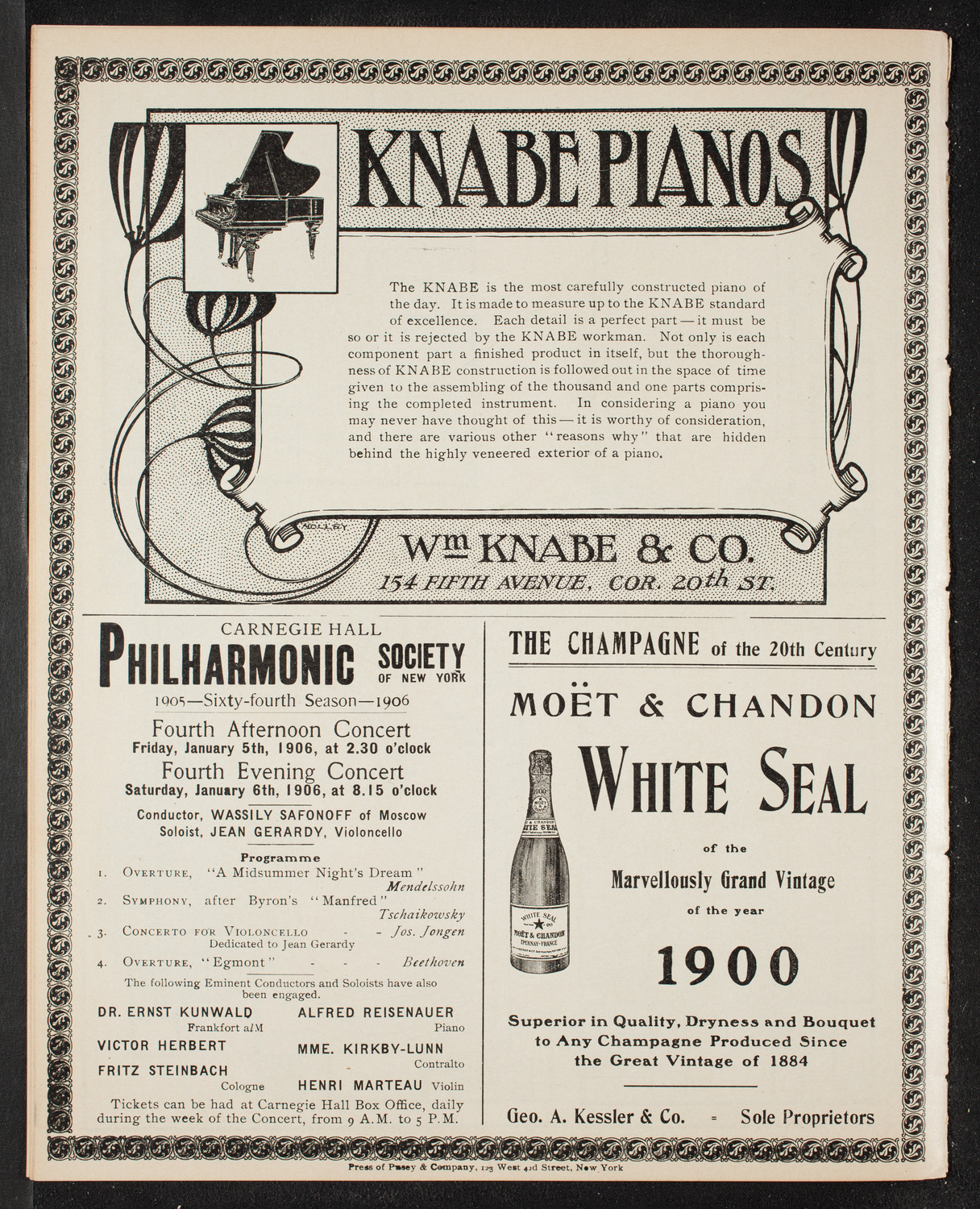 Volpe Symphony Society of New York, January 4, 1906, program page 12