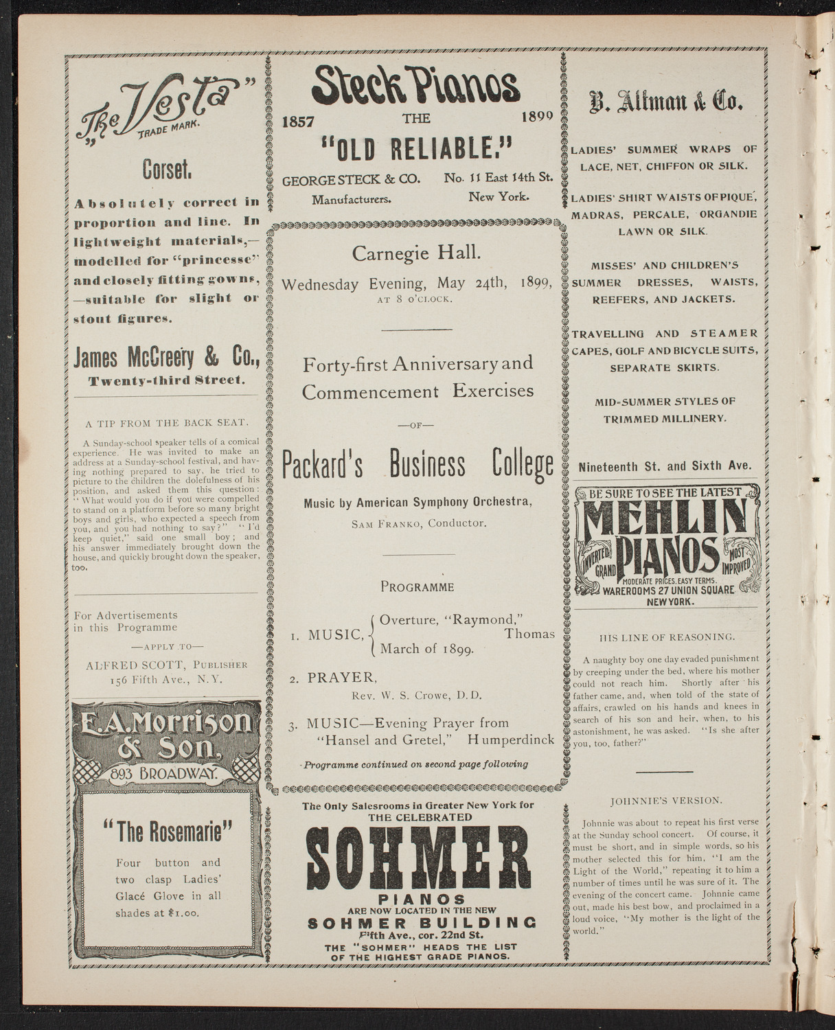 Graduation: Packard's Business College, May 24, 1899, program page 4