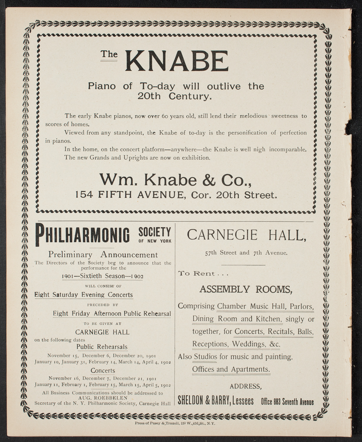 Meeting: YMCA/ New York Festival Chorus, May 19, 1901, program page 8