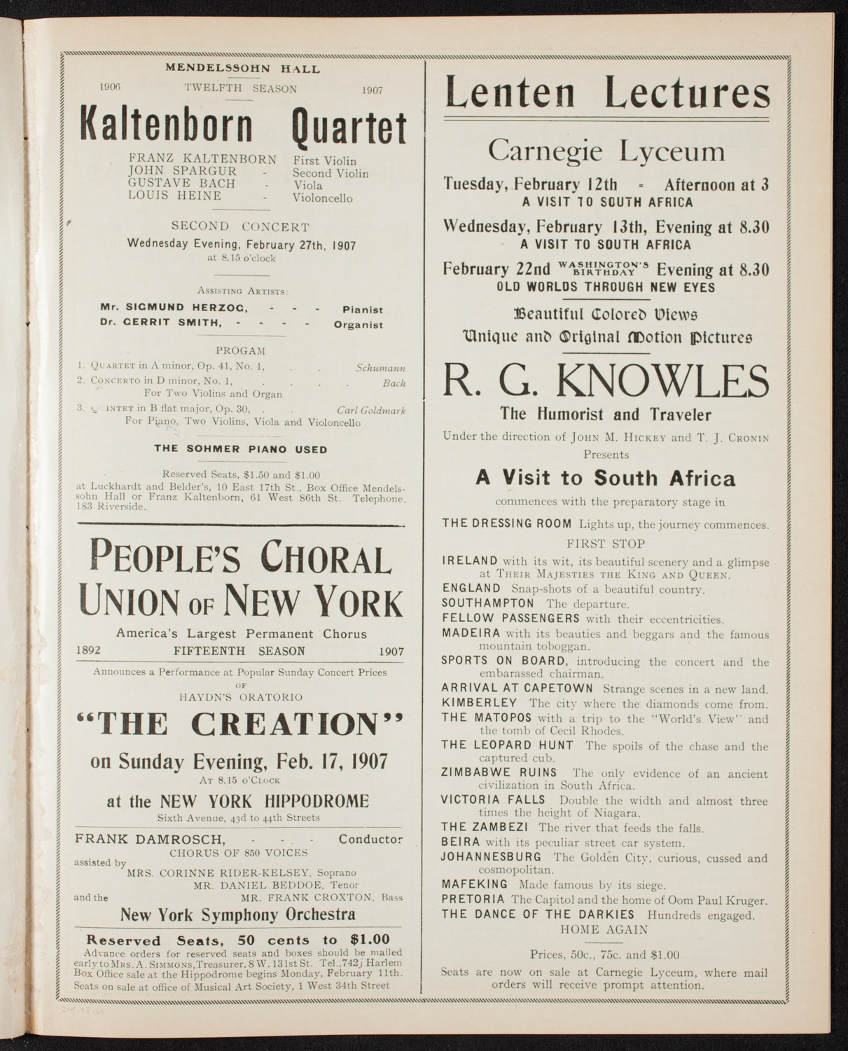New York Philharmonic, February 9, 1907, program page 11