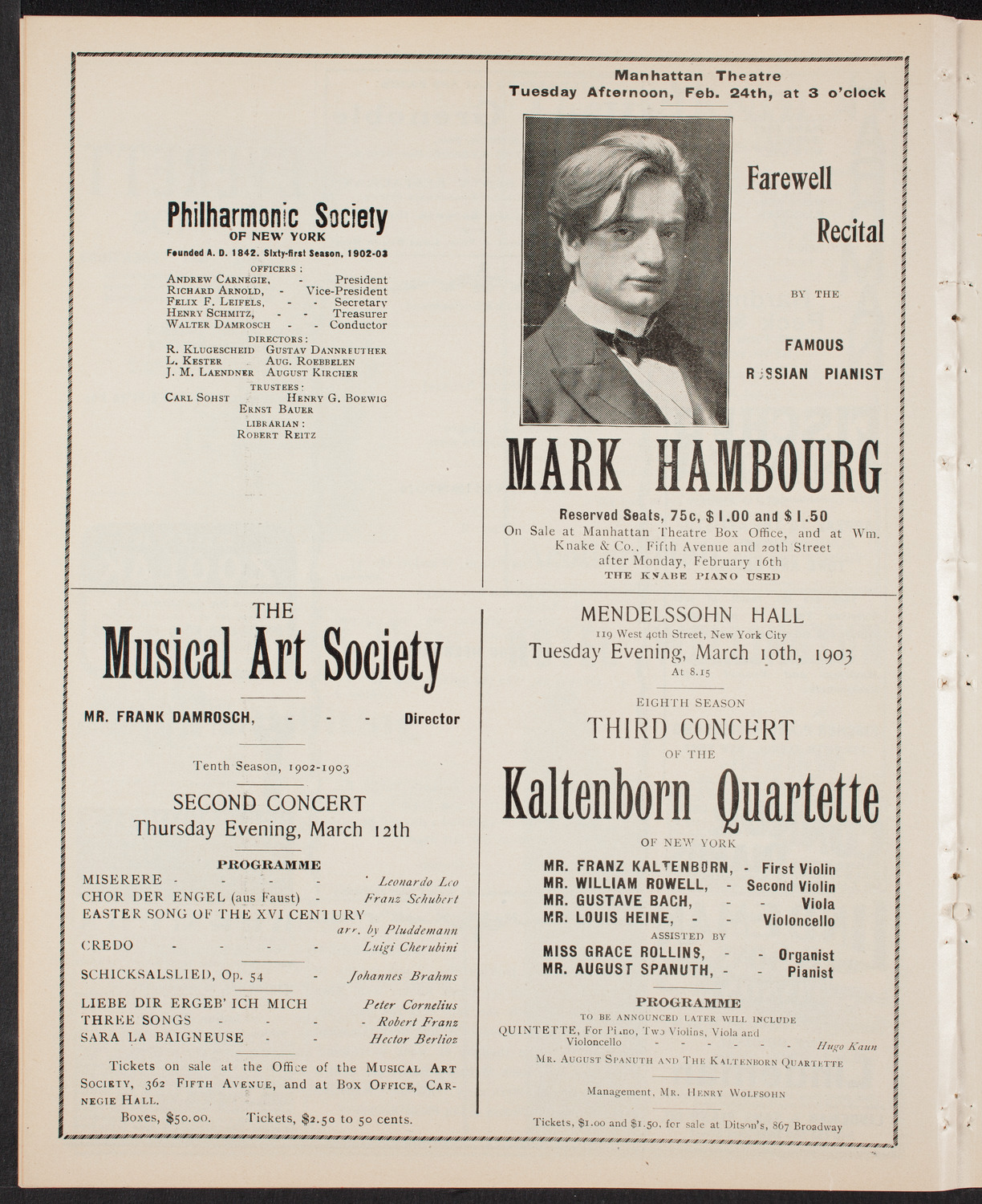 New York Philharmonic, February 13, 1903, program page 8