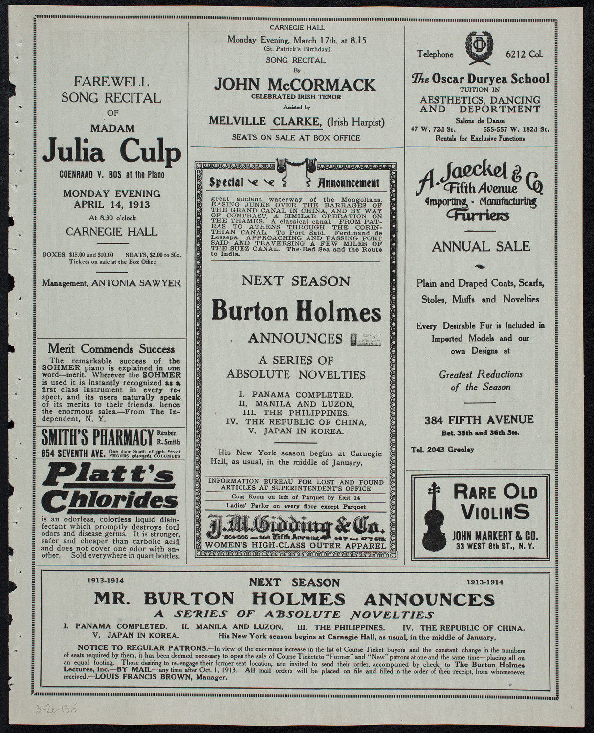 Burton Holmes Travelogue: Panama, March 2, 1913, program page 9