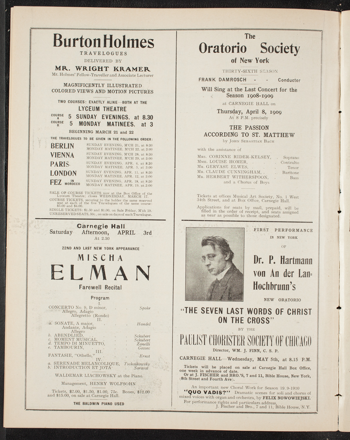 Cantors' Association of America, March 21, 1909, program page 10