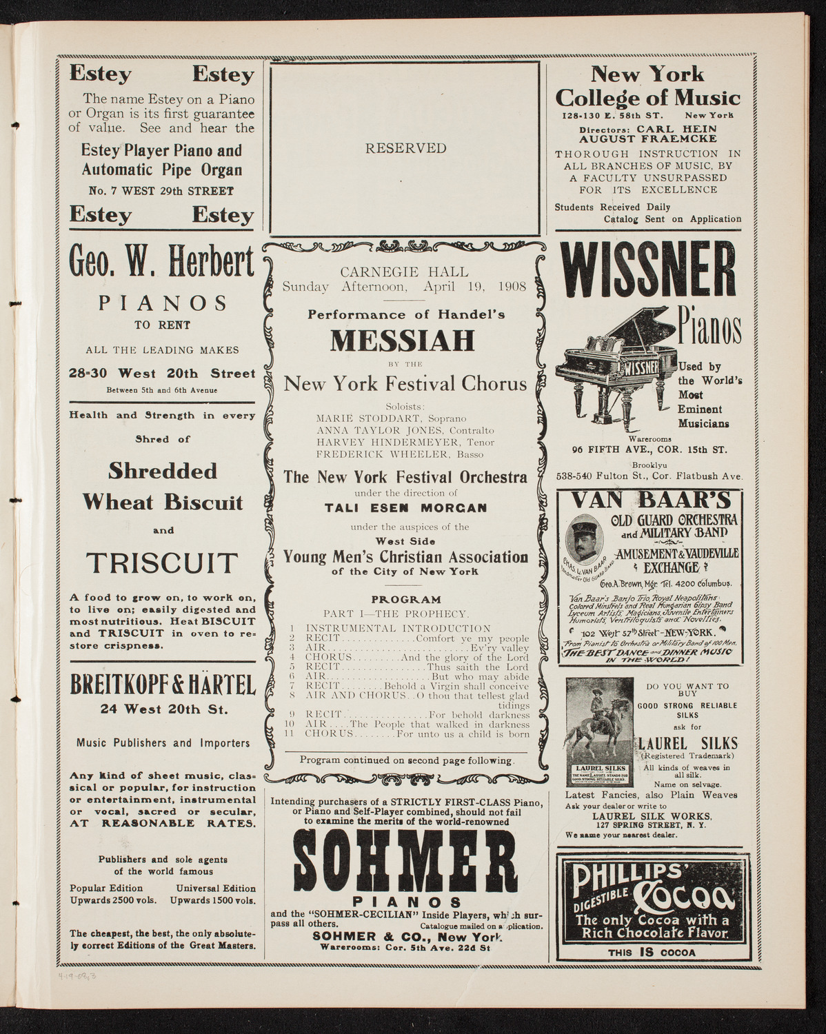 New York Festival Chorus and Orchestra, April 19, 1908, program page 5