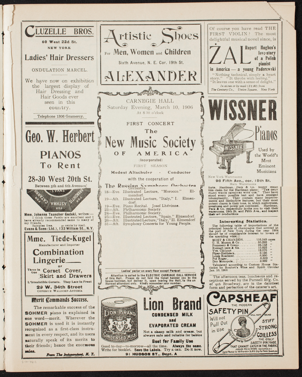 New Music Society of America, March 10, 1906, program page 3