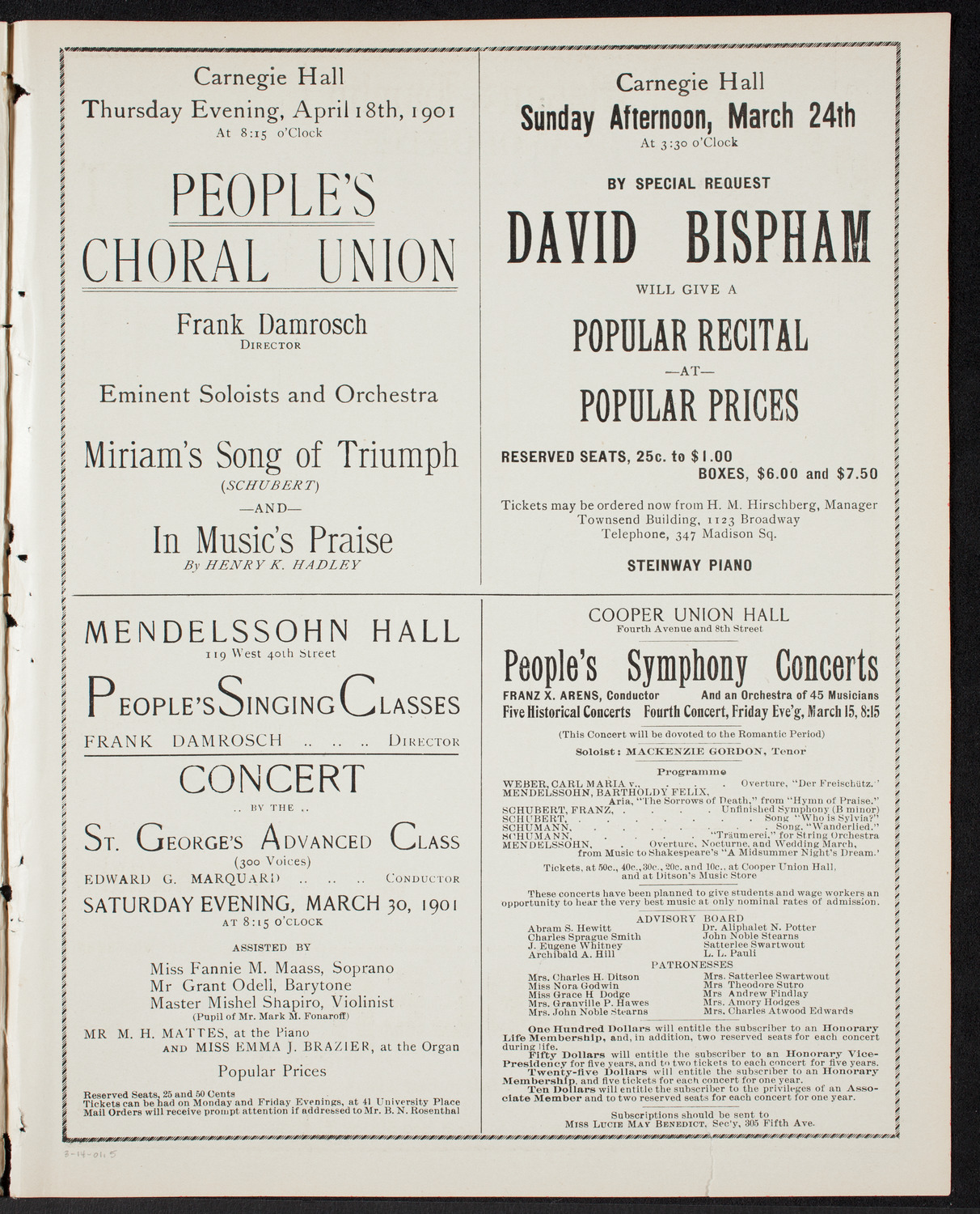 Musical Art Society of New York, March 14, 1901, program page 9