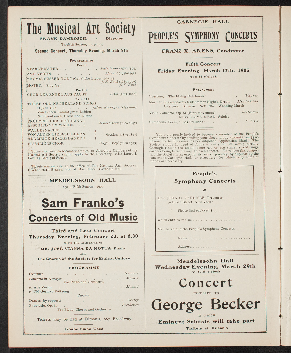 People's Symphony Concert, February 17, 1905, program page 10