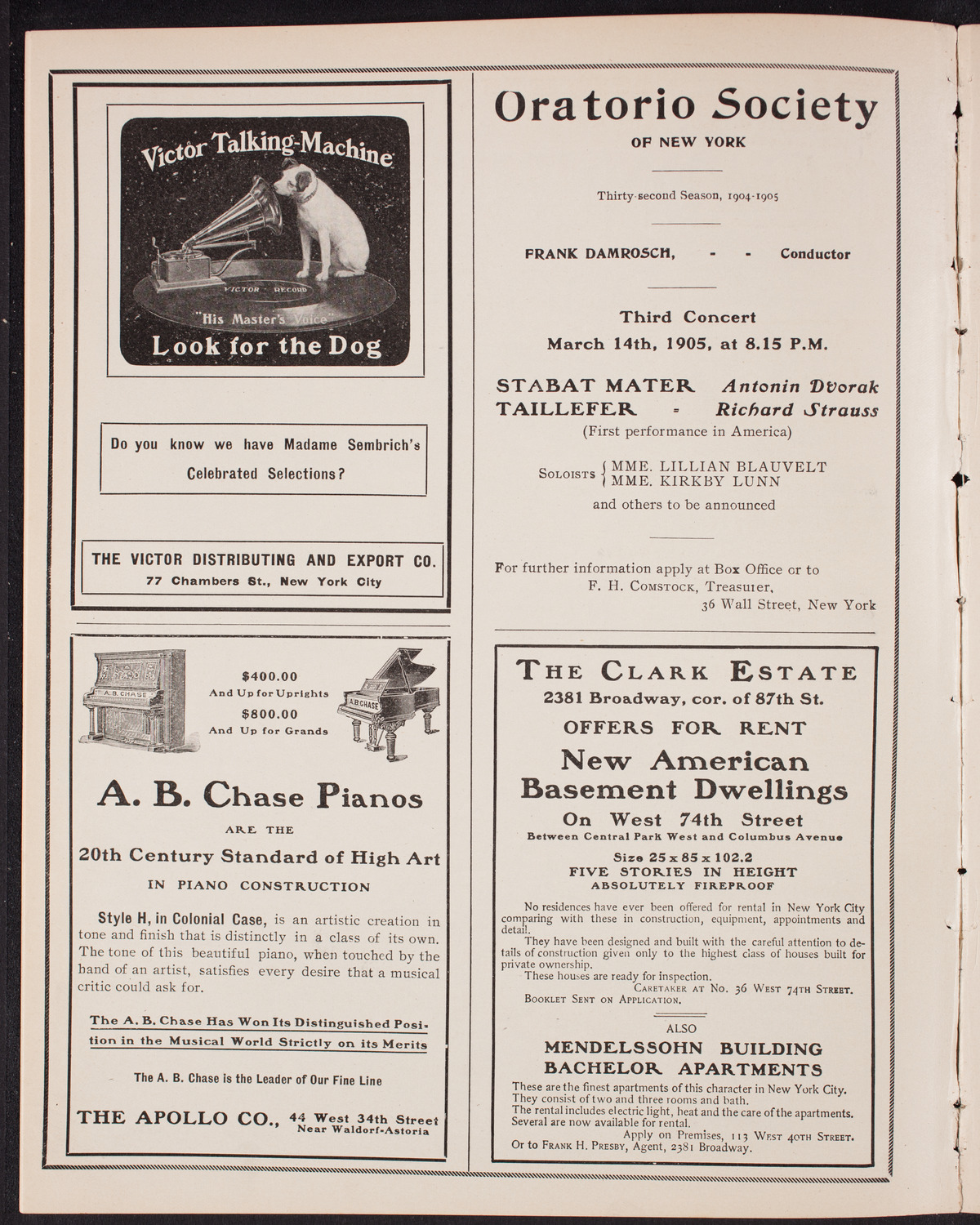 Eugène Ysaÿe, Violin, with the New York Symphony Orchestra, January 15, 1905, program page 2