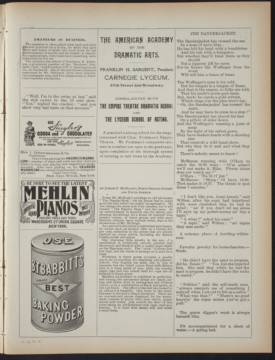 Trinity College Dramatic and Musical Organizations, April 28, 1897, program page 7