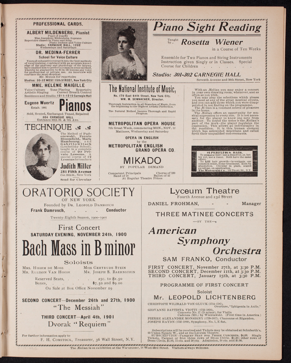 New York Philharmonic, November 17, 1900, program page 3