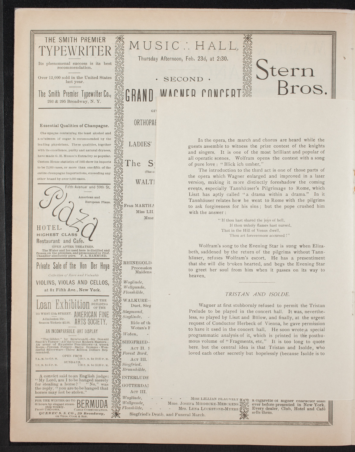 Second Grand Wagner Concert, February 23, 1893, program page 7