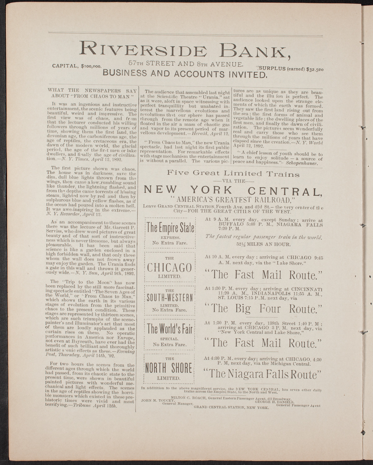 Metropolitan Musical Society, April 26, 1892, program page 12