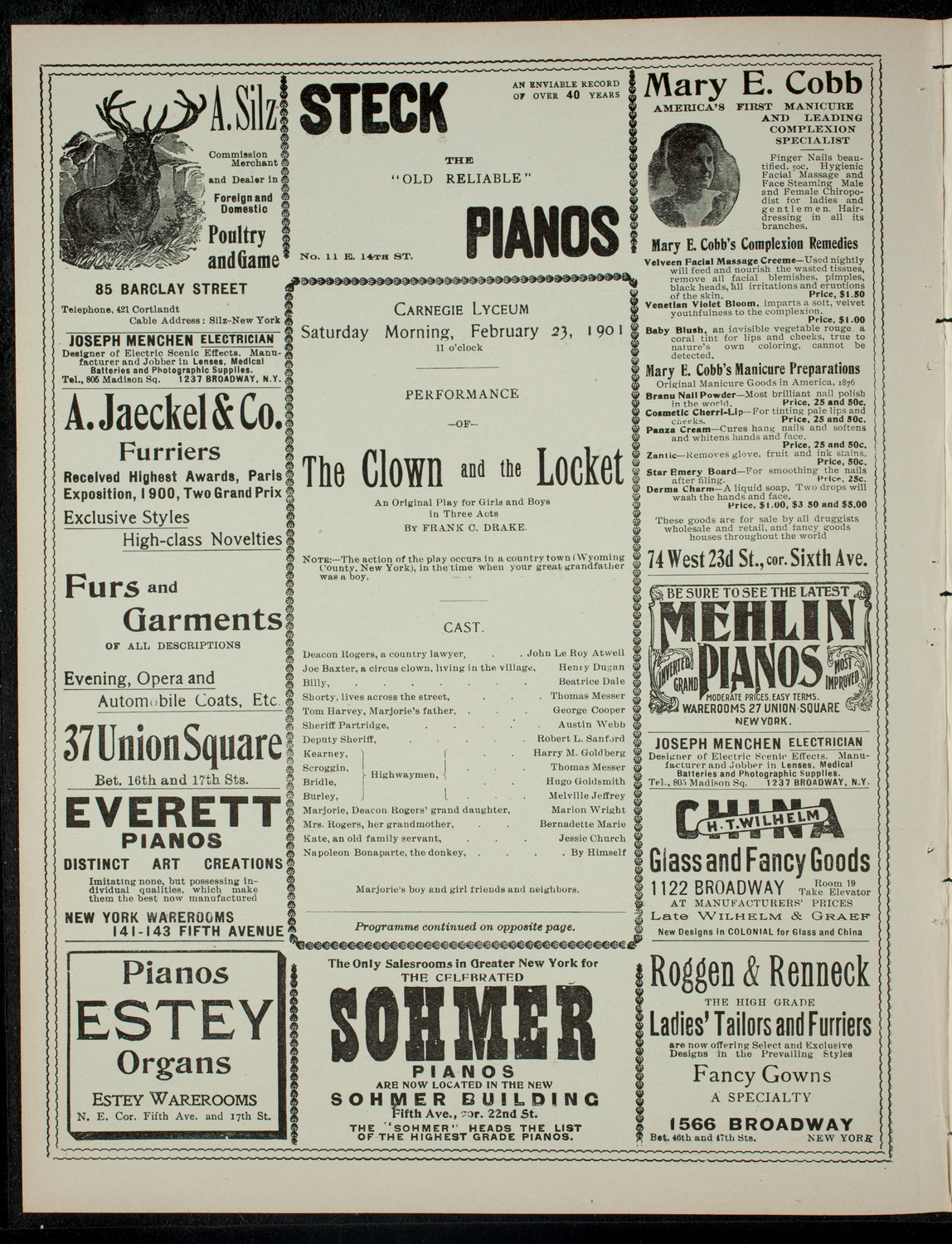 The Children's Theatre, February 23, 1901, program page 2