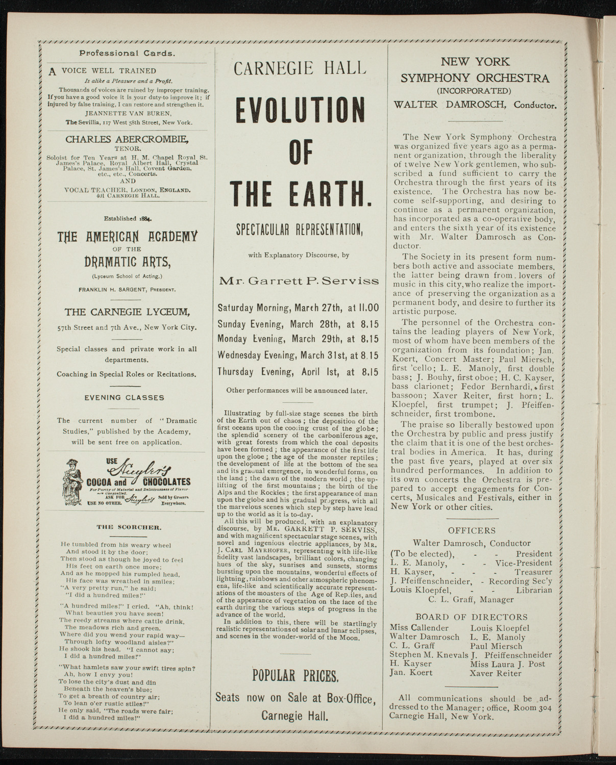 Illustrated Lecture: Evolution of the Earth, March 24, 1897, program page 2