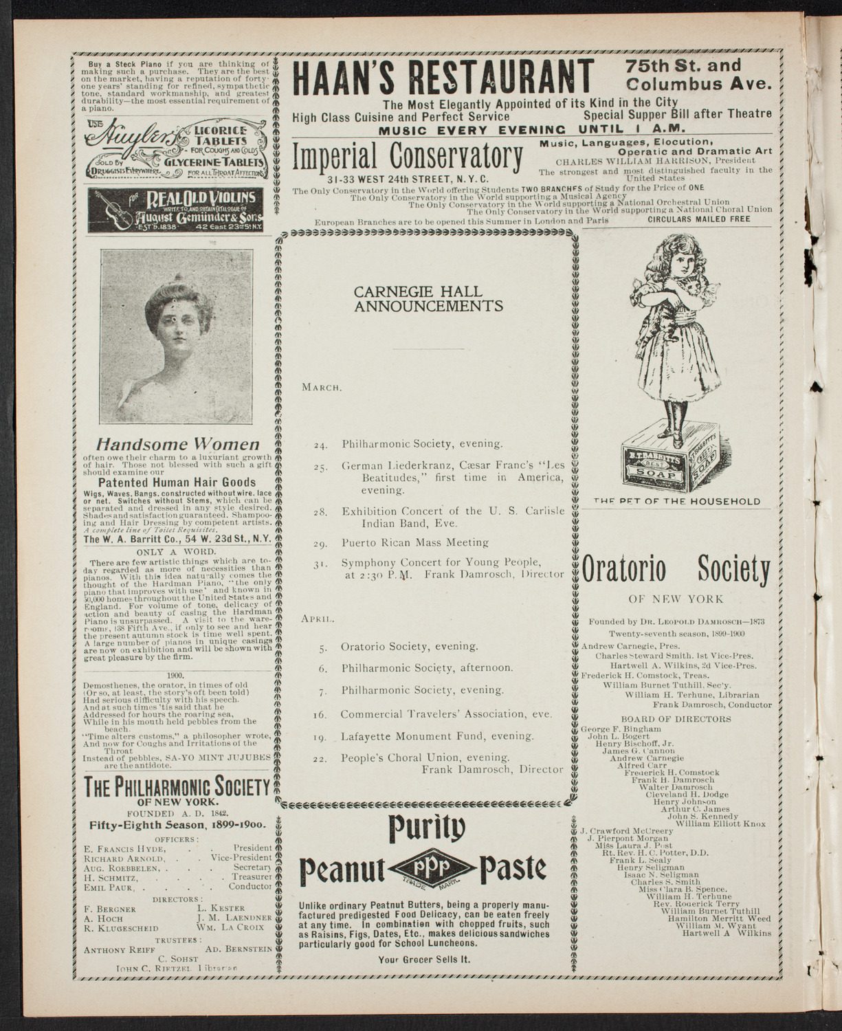 New York Philharmonic, March 23, 1900, program page 2