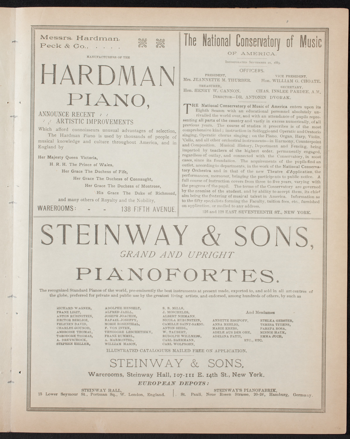 Damrosch Sunday Concert, March 19, 1893, program page 5