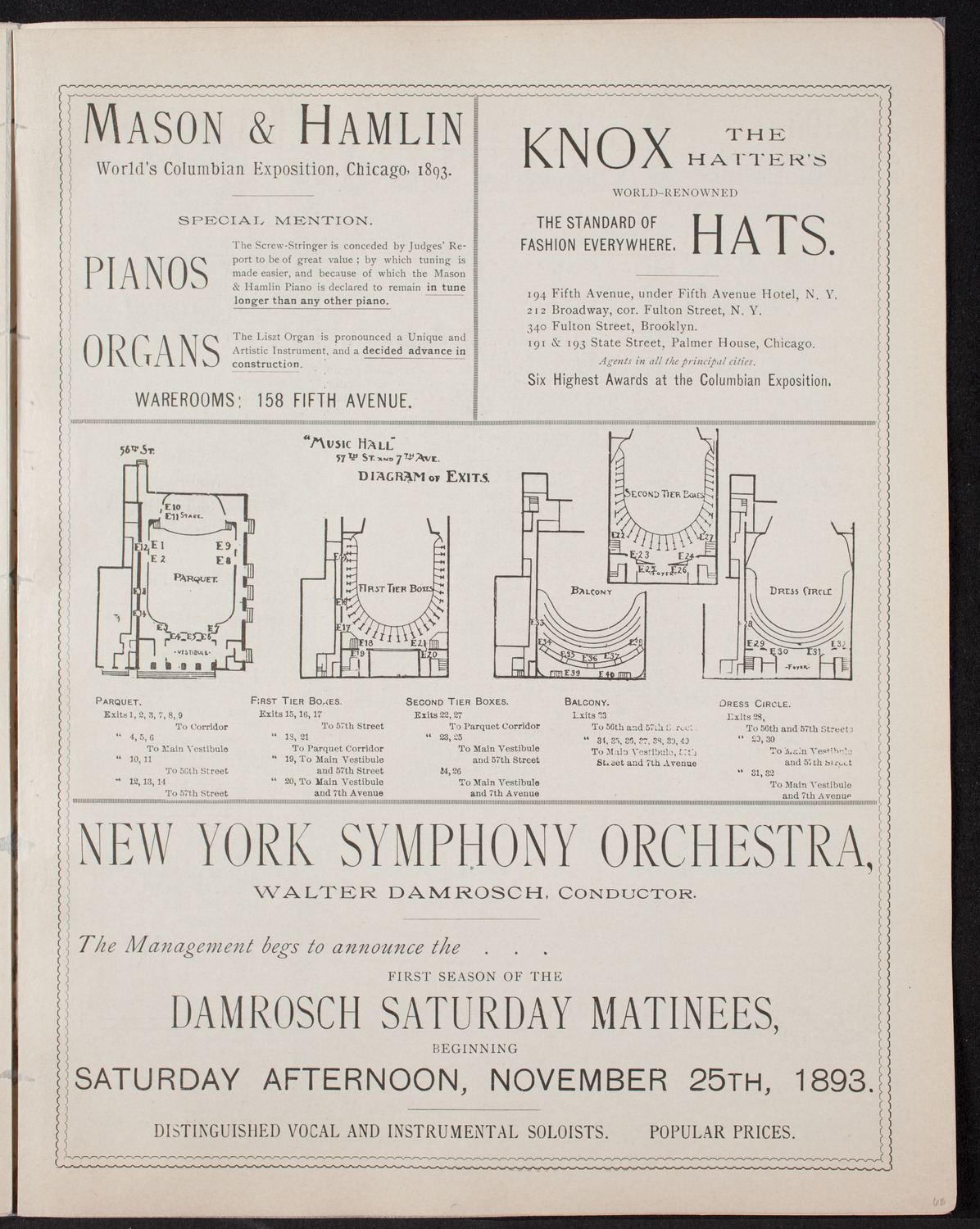 Adelina Patti with Orchestra, November 18, 1893, program page 5