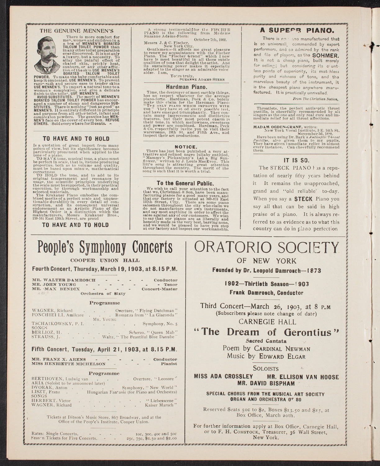 Gunnar Wennerberg Memorial Chorus, March 15, 1903, program page 10