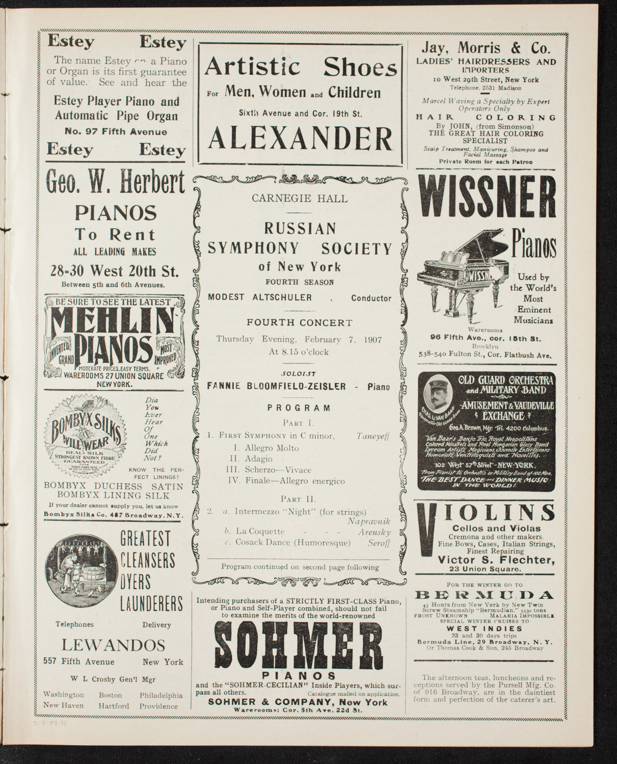 Russian Symphony Society of New York, February 7, 1907, program page 5