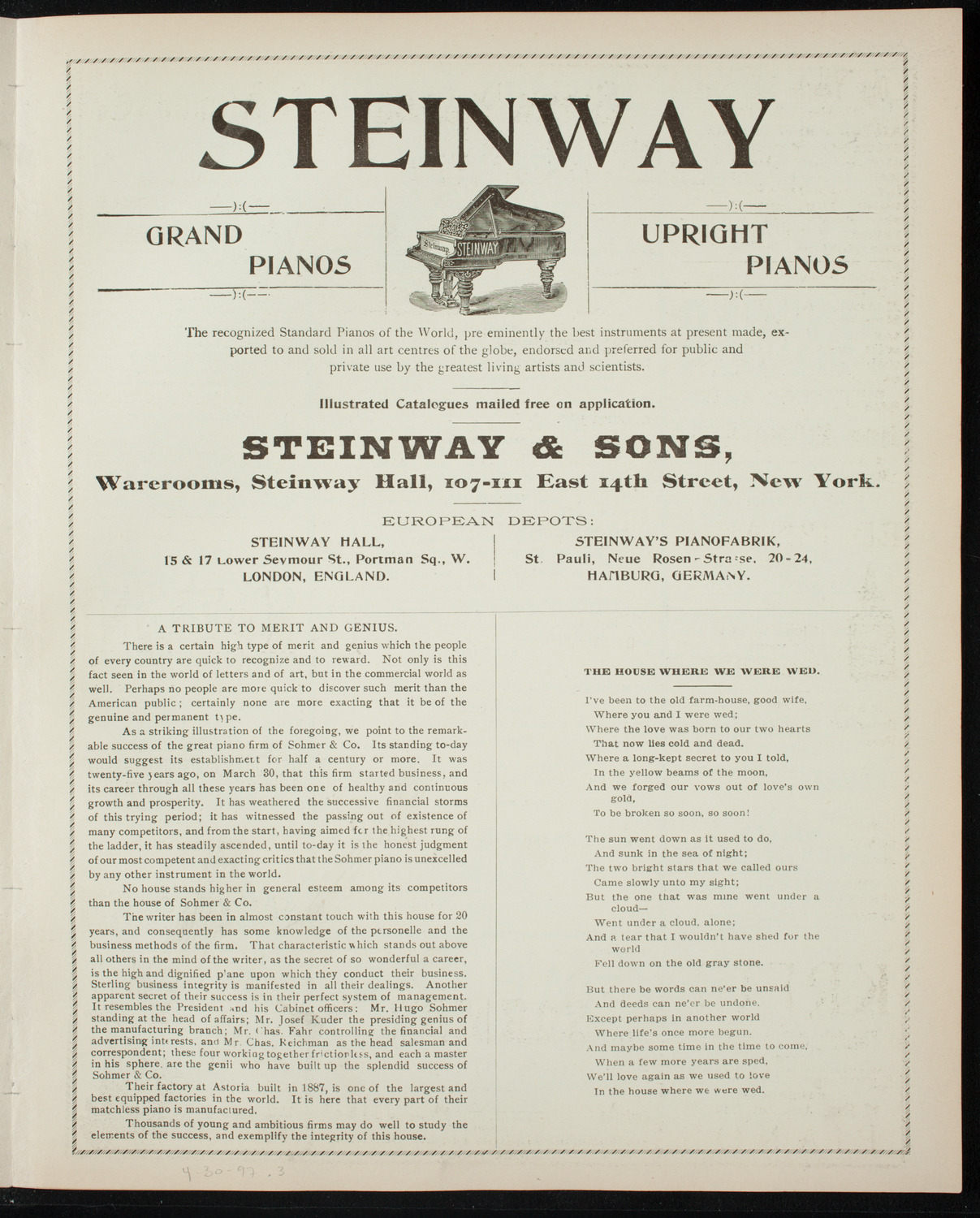 Yale Glee and Banjo Clubs, April 30, 1897, program page 5