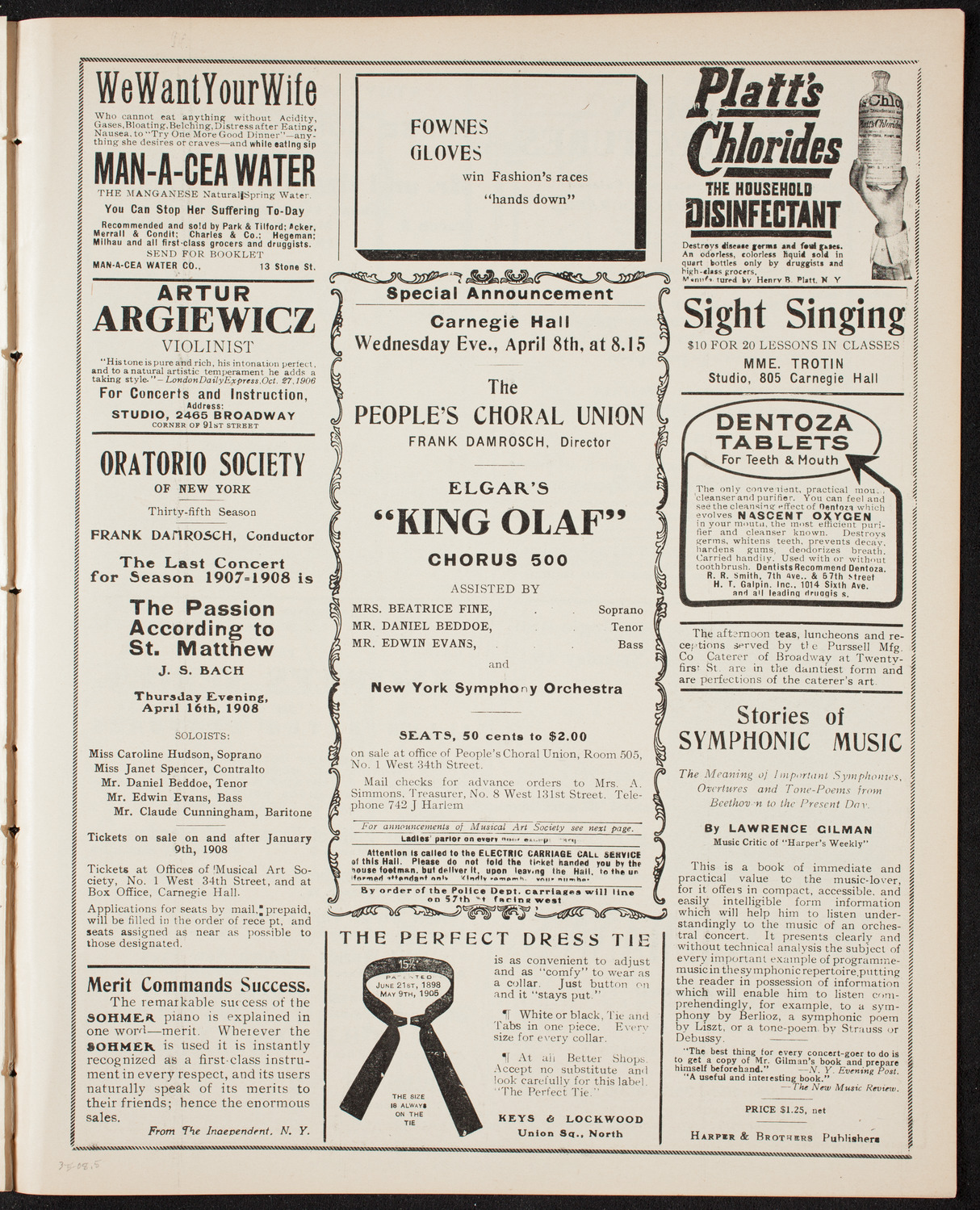 Russian Symphony Society of New York, March 5, 1908, program page 9